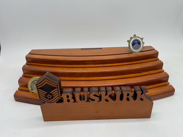 Wood Challenge Coin Display - 4 Tier