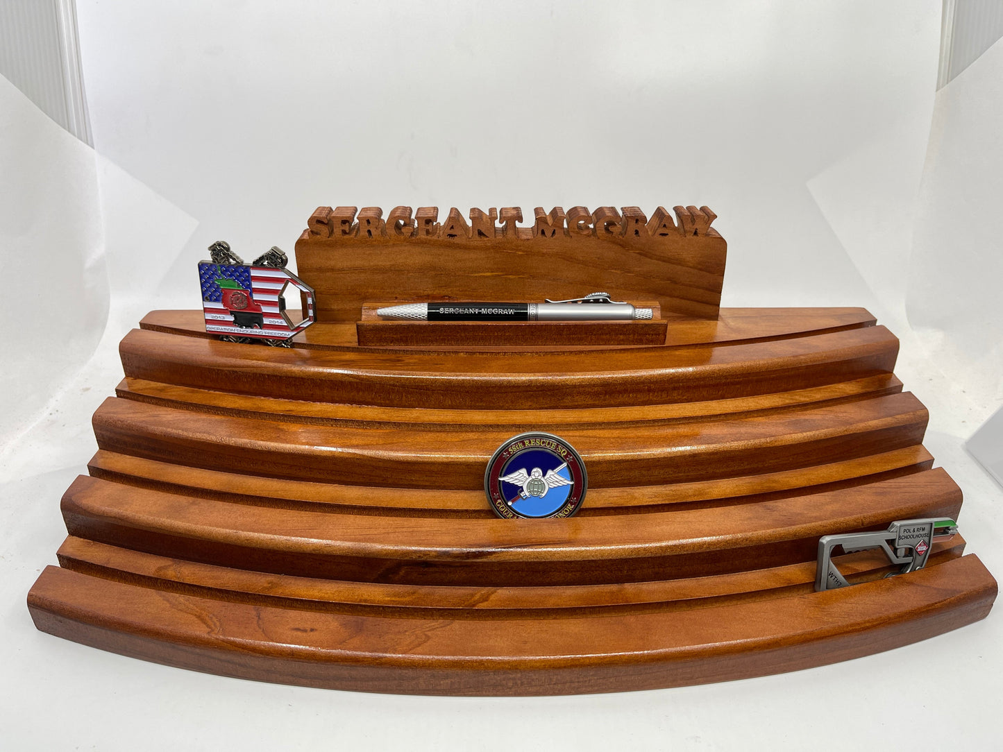 Wood Challenge Coin Display - 4 Tier