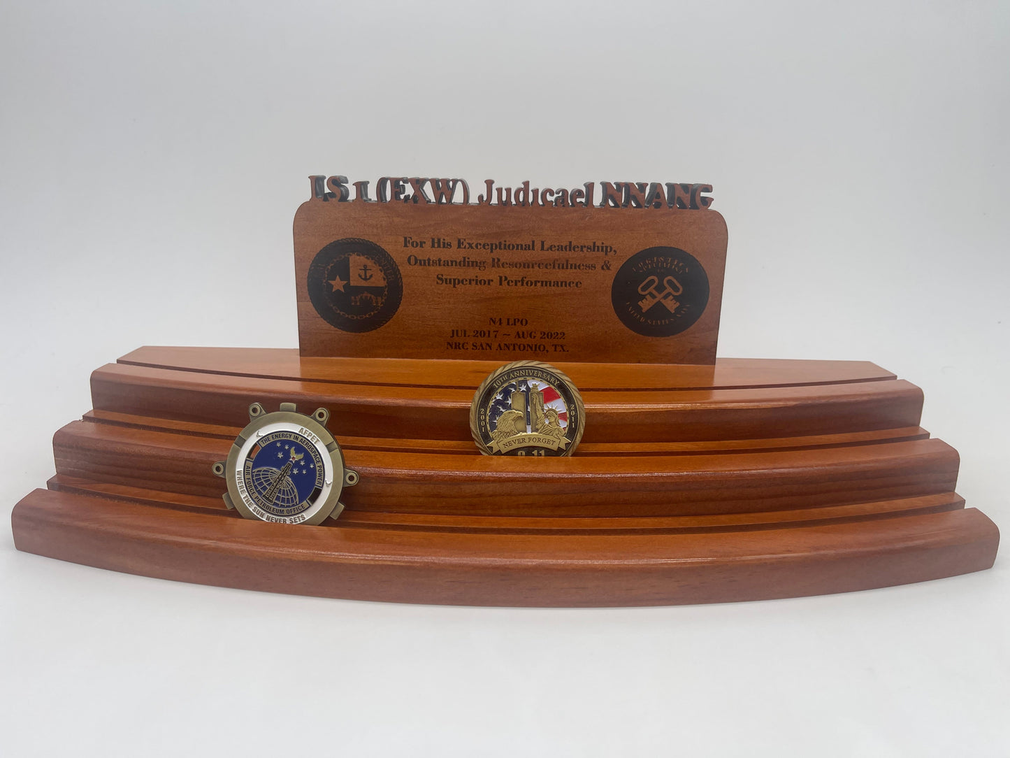 Wood Challenge Coin Display - 4 Tier
