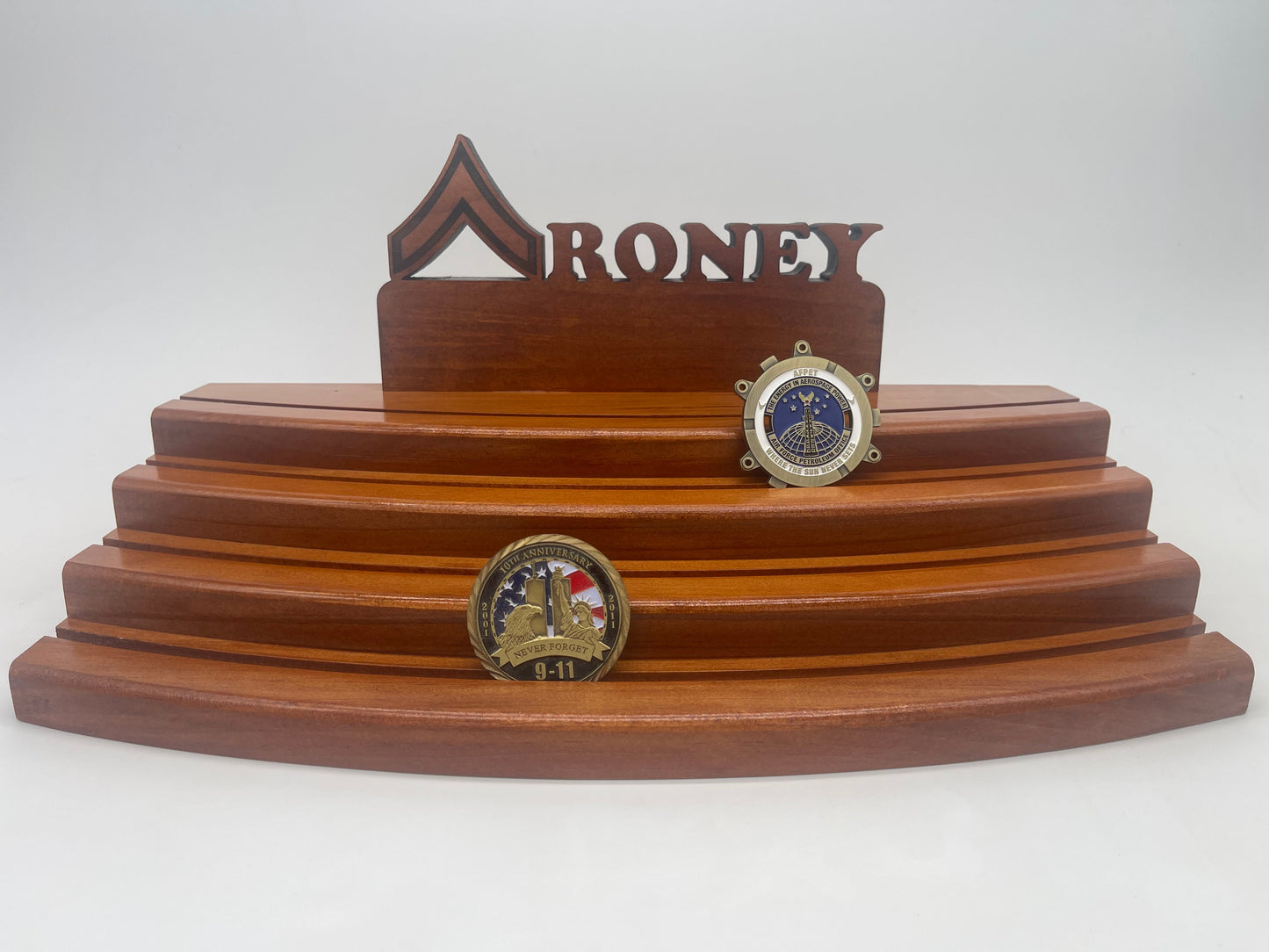 Wood Challenge Coin Display - 4 Tier
