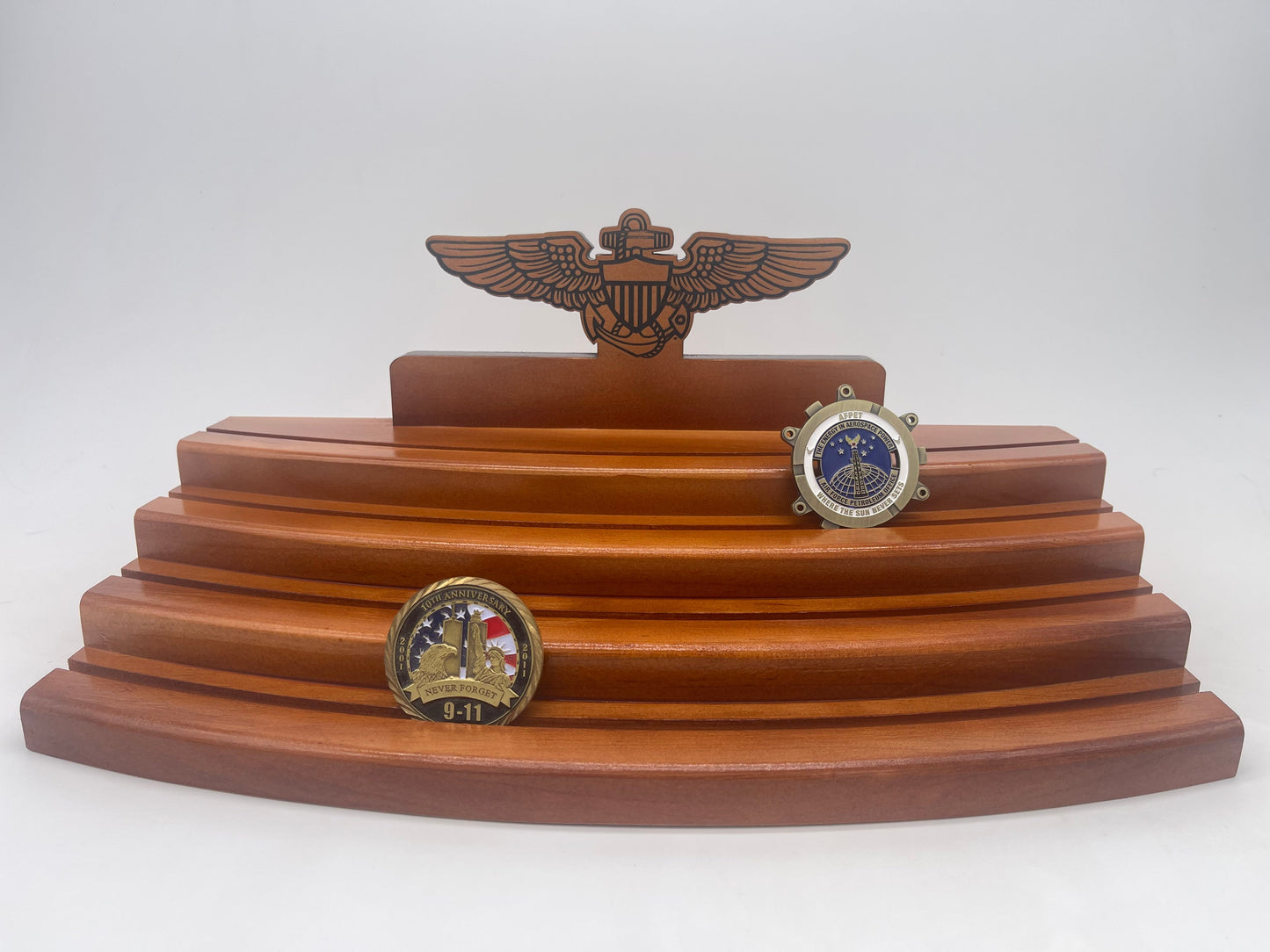 Wood Challenge Coin Display - 4 Tier