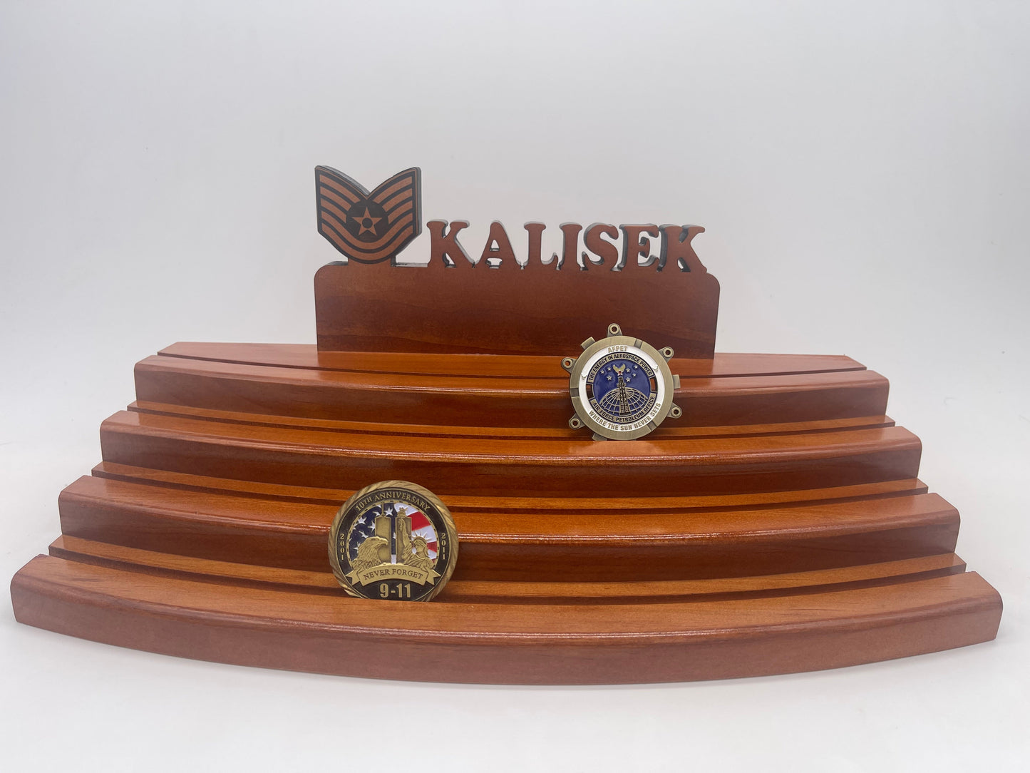 Wood Challenge Coin Display - 4 Tier