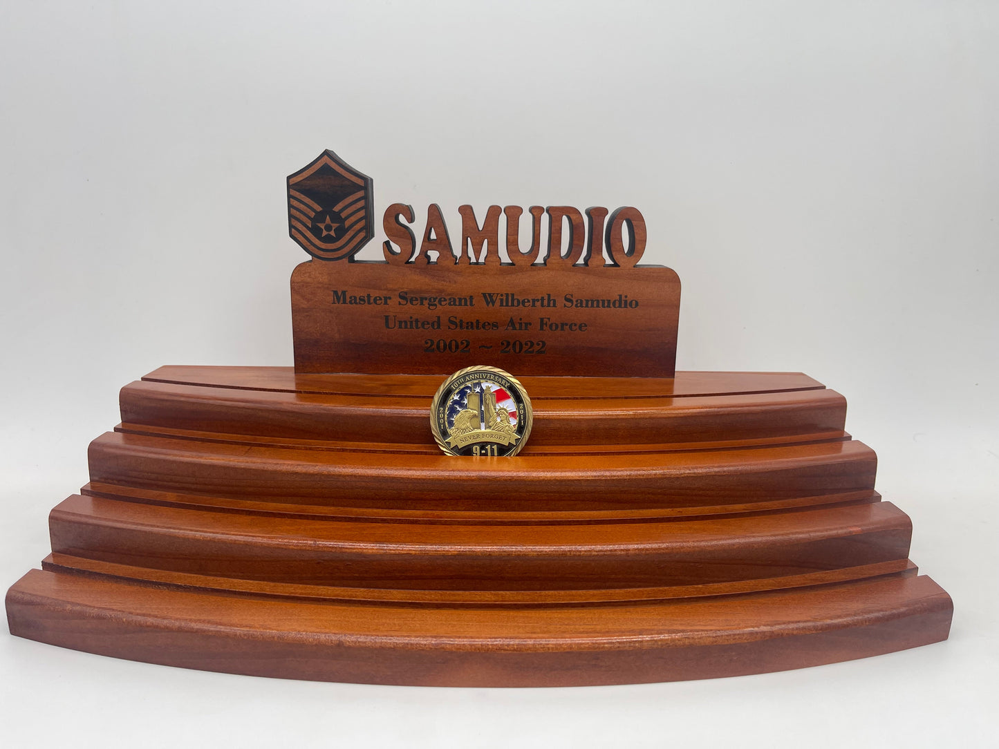 Wood Challenge Coin Display - 4 Tier