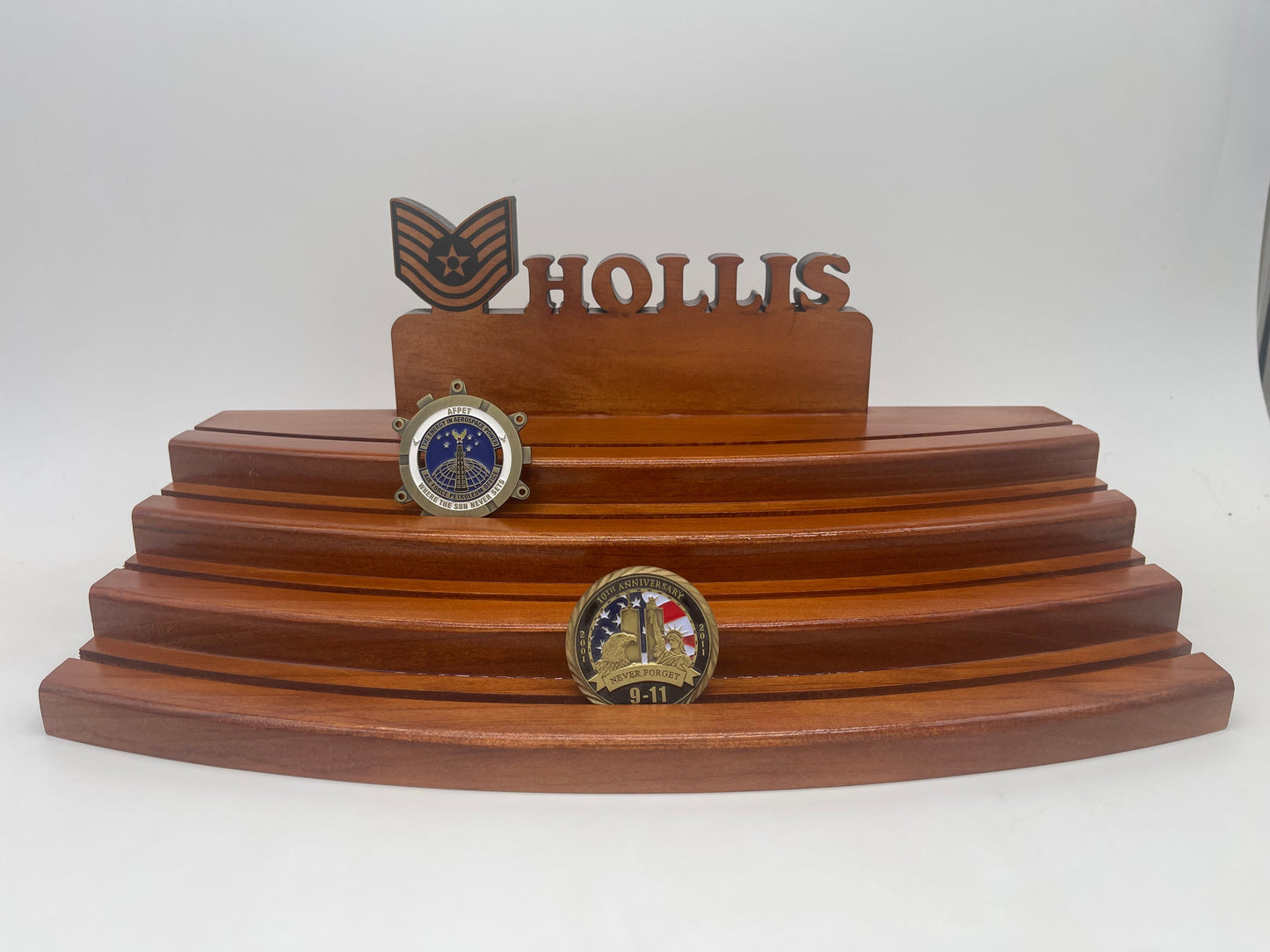 Wood Challenge Coin Display - 4 Tier