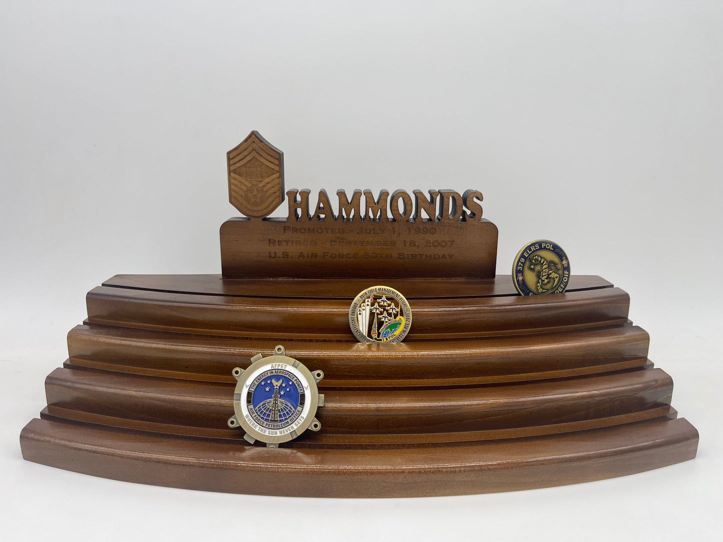 Wood Challenge Coin Display - 4 Tier
