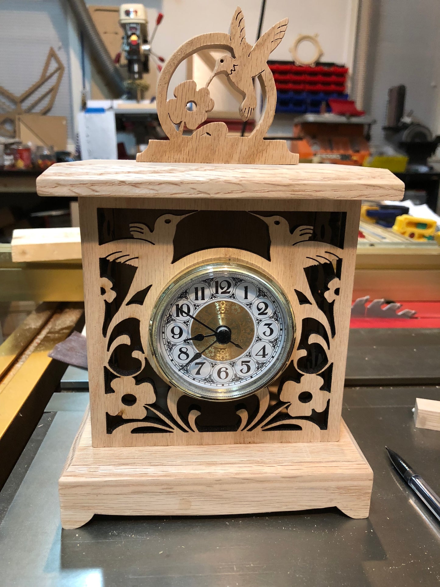 Hummingbird Clock - Wood Clock - Handmade Clock - Scroll Saw Clock - Bird Clock - Hummingbird