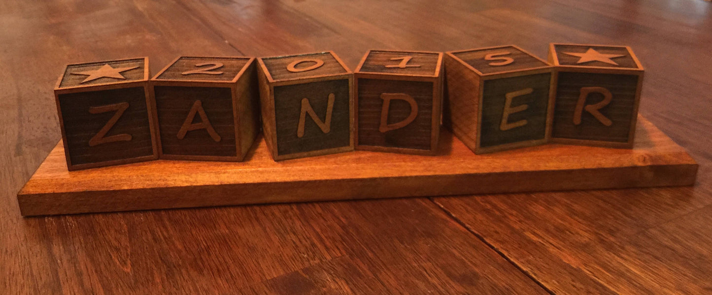 Wood Baby Name Display - Building Block Name Display - Laser Engraved - Name Blocks - Baby Gift - Newborn - Baby Shower - Expectant Mother