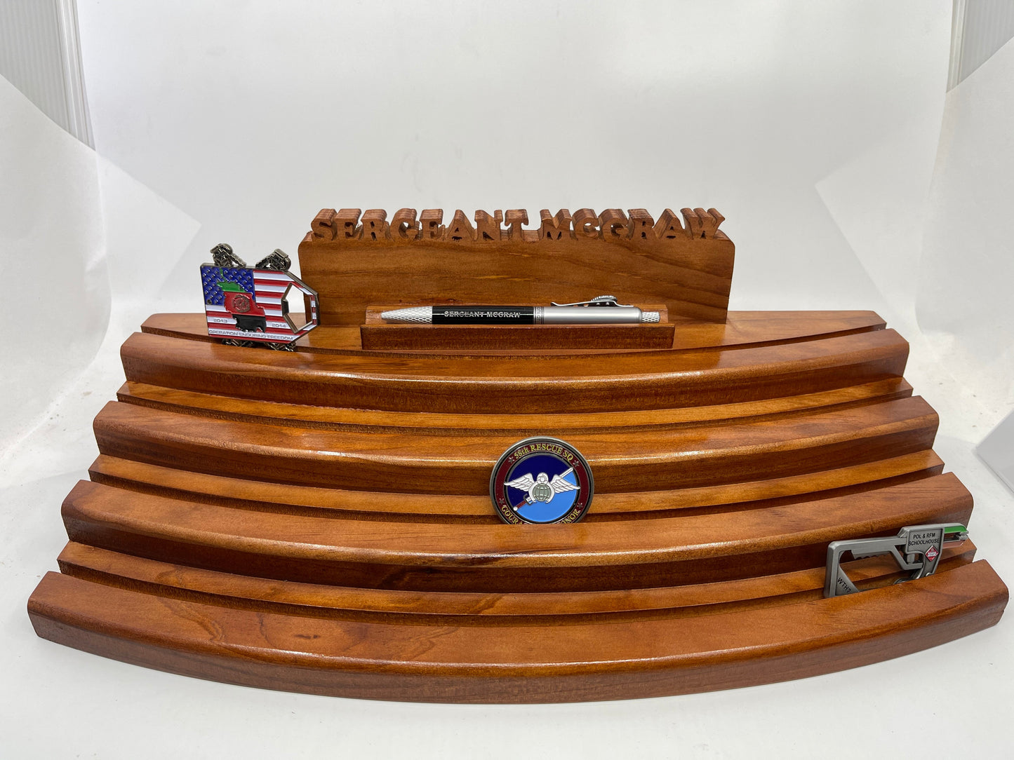 Wood Challenge Coin Display - 2 Tier