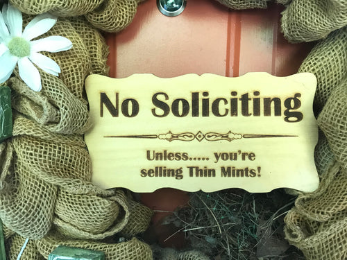 No Soliciting Sign - No Soliciting - No Solicitation - Front Door Sign - Scout Cookies - Thin Mints - Door Sign - Porch Sign - 8